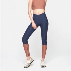 Outdoor Voices color block tan navy leggings